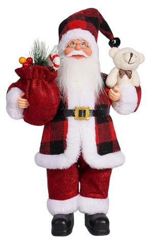 RASTKY Weihnachtsmann-Puppe, Niedliche Sammlung, 30,5 cm, Stehende Weihnachtsmann-Figur für die Fensterdekoration zu Hause, Familientreffen, Hochwertige Stoffe (D)