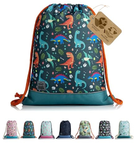 Turnbeutel Sportbeutel Gymbag Rucksack für Kinder (Modell 16) | Reißverschlussfach, Schlüsselclip, Reflektor, für Schule, Sport & Freizeit