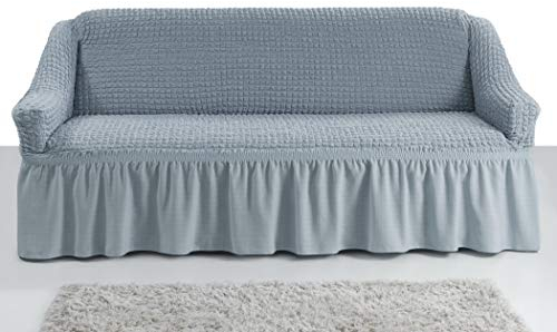 My Palace Giorgia Sofabezug 3-Sitzer Rutschfester Sofaüberwurf Couchcover Sofa Überwurf elastische Sofahusse Couchbezug Sofaschonbezug 140-210cm Grau