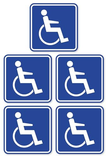 easydruck24de 5er Set Rollstuhlfahrer-Aufkleber 10cm innenklebend I Vier-eckig Gehbehinderung für Auto-Fenster Fahrzeug-Scheibe Transporter I hin466