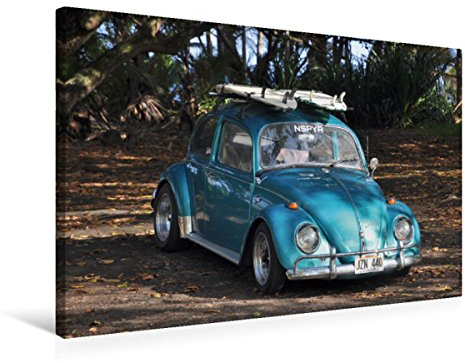 Premium Textil-Leinwand 75 x 50 cm Quer-Format VW Käfer, Hawaii | Wandbild, HD-Bild auf Keilrahmen, Fertigbild auf hochwertigem Vlies, Leinwanddruck von Uwe Bade