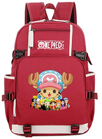 WANHONGYUE One Piece Tony Tony Chopper Anime Backpack Student Schoolbag Laptop Book Bag Rucksack Casual Dayback for Boys and Girls Red-2