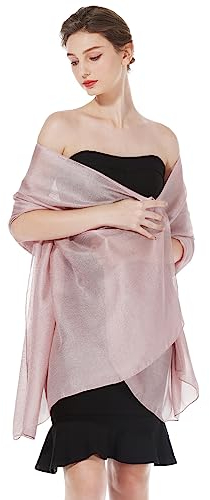 BEAUTELICATE Stola Schal Damen Festlich Leicht Umschlagtücher Halstuch Seidenschal Sommer für Abendkleid Hochzeit Brautkleider Sandstrand Ballett-Rosa, Einheitsgröße