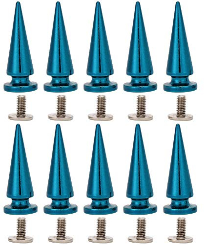 10 stücke 10x26mm große größe kegel spikes punk nieten bolzen schraube baum form zurück spikes für diy leder schuhe jacke handwerk kleidersack(Blau)
