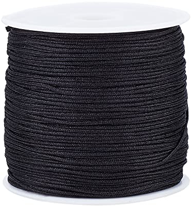 PH PandaHall 0.8mm Filo Nylon per Braccialetti 45m Filo Nylon Cordoncino, Cordoncino Nero per Braccialetti Fai Da Te Corda per Collane Macrame Creazione di Gioielli