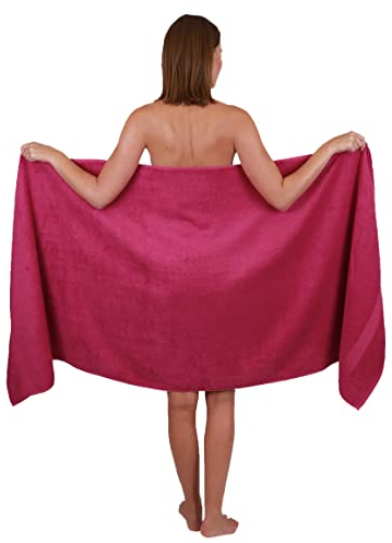 Betz Saunatuch Saunatücher groß XXL Größe 80 x 200 cm Badetuch Badetücher Palermo 100% Baumwolle (Cranberry)