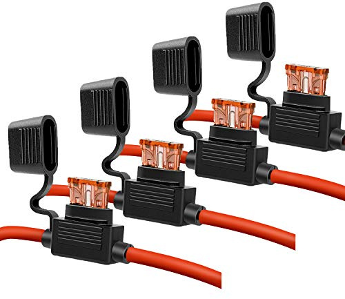 10 Gauge Fuse Holder - 10 AWG Inline Fuse Holder with 40 AMP ATC Blade Fuses (4pack)