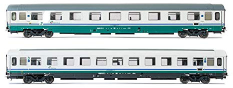 FS 2 CARROZZE PASSEGGERI TIPO UIC-Z LIVREA XMPR 2a CL EP.VI H0 1:87 - Rivarossi - Treni - Die Cast - Modellismo