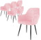 ECD Germany 6er Set Esszimmerstühle mit Rücken- und Armlehnen, Rosa, Küchenstühle mit Samtbezug, Polsterstühle mit Metallbeinen, Ergonomische Stühle für Esstisch, Wohnzimmerstühle Esszimmerstuhl
