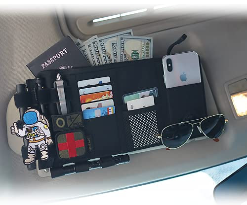 VIPERADE TCS1 Auto Sonnenblende Organizer, Truck Visier Organizer, MOLLE Tactical Visier Organizer Autozubehör Dokumentenhalter Sonnenbrille Versicherung Aufbewahrungsbeutel Organizer (Schwarz)