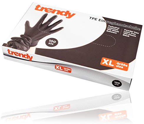 Bock op Kölle 100x TPE Einweghandschuhe schwarz S-XL Puderfrei & Latexfrei Einmalhandschuhe (XL)