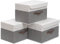 OUTBROS Aufbewahrungsboxe mit Deckel, 38 x 25 x 25 cm, Faltbare Stoffboxen,Aufbewahrungskörbe,kleiderschrank Organizer,Regalkörbe,Grau/Weiß,3 Stück,ST02WGS3