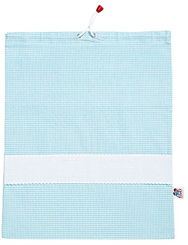 Filet - Sacchetto Asilo con stampa a Quadretti Vichy Verde Menta |Inserto a fascia in Tela Aida personalizzabile | Misura 42 x 34 cm | 100% Realizzato in Italia con materiali di alta qualità