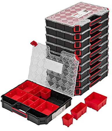 10x Sortimentskasten Kleinteilemagazin mit Transparent Deckel Sortierkasten Sortierkoffer Werkzeugbox Sortimentskoffer Kasten mit herausnehmbaren Fächern