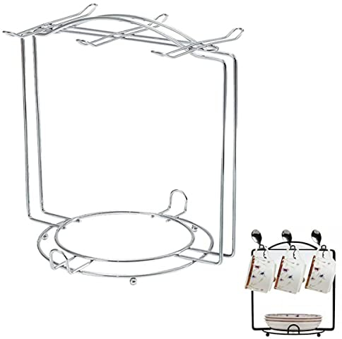 Biluer Porte-tasse à Café Support pour Tasse Titulaire De Tasse à Café d'acier Inoxydable Support d'affichage de Tasse de thé pour 6 Tasses à Soucoupe Cuillère And Maison Cuisine Bar Café