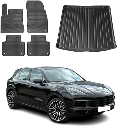 OMAC Fußmatten & Kofferraumwanne Set kompatibel mit Porsche Cayenne mk3 2019-2026 Gummi 5X