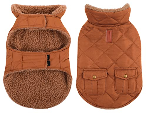 Queenmore Hundejacke Kleine Hunde Hundemantel Winter Warme Wintermantel Hund Wasserdicht Quilten Hundebekleidung Winter Hundepullover Für Dackel Chihuahua Pudel Bulldogge Beagle, Braun, XS