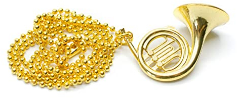 Miniblings Horn Halskette Fun Pappbox - Handmade Modeschmuck I Kette Kugel 80cm Instrument Musik Musikinstrument Pappbox - Kugelkette vergoldet