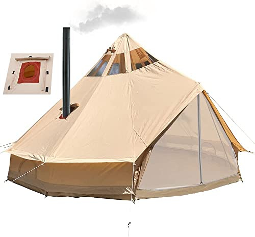 UNISTRENGH Tienda de Campaña Grande 6-10 Personas Familiar, Tienda de Campaña Yurta Mongolia Glamping Lujo 4 Estaciones Invierno, Tiendas para Camping Altas Anti-UV XL