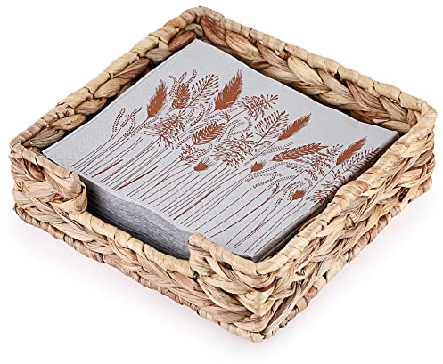 SUMTree Quadrat Serviettenhalter aus Rattan für Esstisch Küche Handtuchhalter für Bad Eitelkeit Dekorative Toilette Tank Korb für Tissue-Papier Handtuch Lagerung mit Lücke Handarbeiten(Braun)