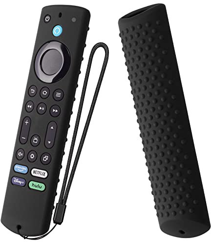 Silicone Cover for NS-RCFNA-21 Insignia/Toshiba Firetv Remote, Silicone Protective Case for TV Omni Series and TV 4-Series 4K Remote with Lanyard(Black)
