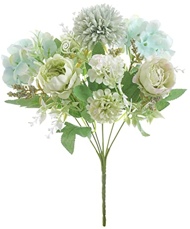 Künstliche Pfingstrosen-Blumen-Simulations-Rosen-Hochzeitssträuße Gefälschte Blumen-Rosen-Blumen-Seidenblumen-handgebundener Blumenstrauß Rosa Christrose Künstlich (A-014, One Size)