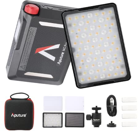 Aputure MC Pro RGBWW Lumière Vidéo LED,Mini sur la Caméra Lumières Vidéo avec TLCI/CRI 96 +, 2000-10000K réglable,Angle de Faisceau de 45 °, Mode d'effet d'éclairage 15
