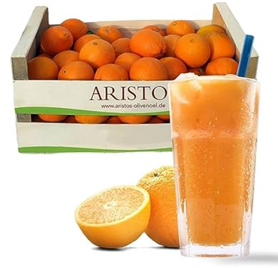 ARISTOS Griechische Saft Orangen zum Pressen - Saftorangen im 10 kg Karton | biologisches Obst aus Griechenland - unbehandelte Orange für Orangensaft für jeden Tag