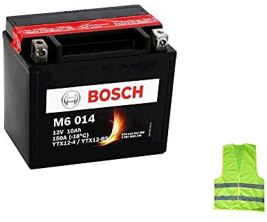 Kompatibel mit Triumph Bonneville T100 865 von Baujahr 2005 bis 2015 Akku Bosch YTX12-BS M60140 Batterien 12 Ah Ampere 12 V, bereits einsatzbereit Ladegerät 152 x 88 x 131 mm