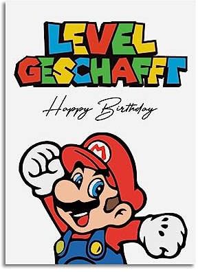 Nastami Geburtstagskarte lustige Karte Geburtstag Geschenk Freunde (Mario Level geschafft)