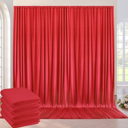 6m×3m sans Rides Rideaux sur Fond Rouge pour la Fête de Mariage 4 Panneaux de Polyester Rouge de 1,5 m × 3m Fond théâtre décor Anniversaire Baby Party Nuptiale Douche Photographie