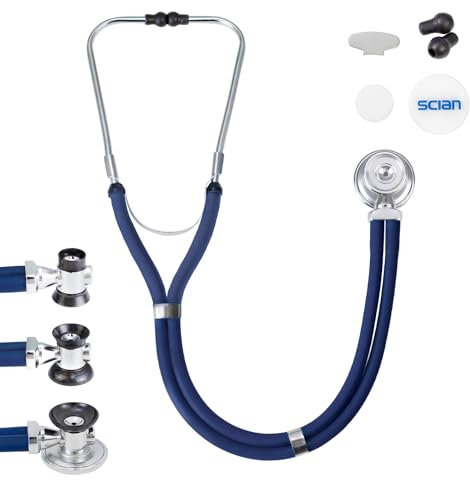 SCIAN Estetoscopio Sprague Rappaport, estetoscopio cardíaco multifuncional de doble cabezal con pleura convertible para adultos, niños y bebés(azul)