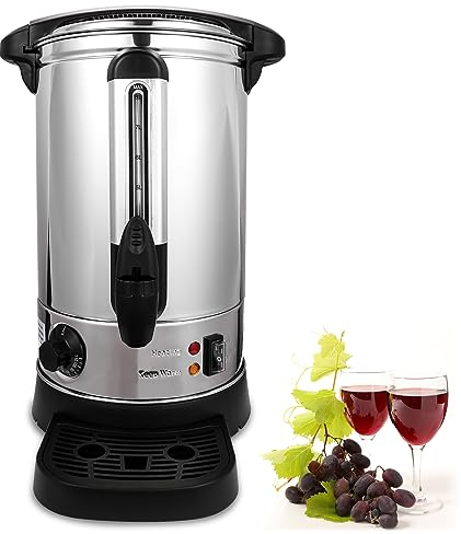 Jopassy Glühweinkocher, 8L Glühweinkocher mit Zapfhahn Thermostat,1500W Glühweintopf Edelstahl mit Wasserstandsanzeige,Glühweinkessel Einstellbare Temperatur von 30-110°C,Heißgetränkespender