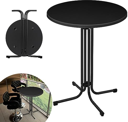 YRHome Ø 80 cm Stehtisch klappbar Bistrotisch Outdoor Klapptisch Gastronomie Bartische Gartentisch Stehtische Rund Partytisch Biertisch Hitzebeständig Stabil mit Verstellbare Fußmatte, Schwarz