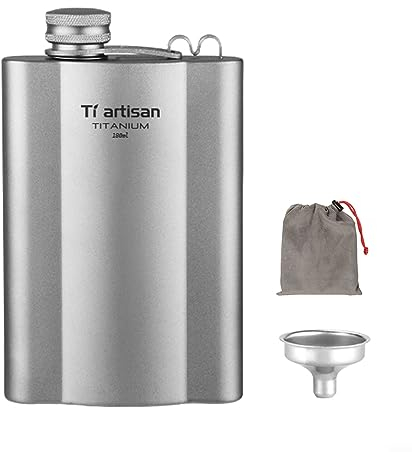 DAZZLEEX Titanium Hip Flask, 180Ml Titanium Wine Flask With Funnel Pocket Flask Wine Bottle Wine Pot For Outdoor Camping