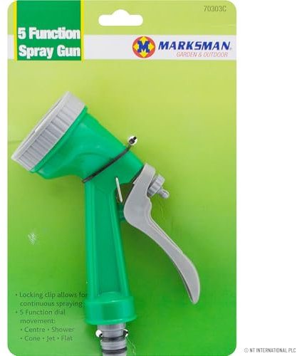 BARGAINS-GALORE NEW 5 FUNCTION SPRAY GUN HOSE PIPE ATTACHMENT MULTI PATTERN WATER SPRAYER GARDEN