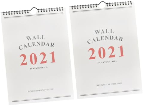 Operitacx 2 Stück 2021 Wandkalender 2021 Tageskalender 2021 Planer 2021 Minikalender 2021 Veranstalter Kalender Wandkalender Trocken Abwischbar Monatskalender Büro Tragbar Familienwand