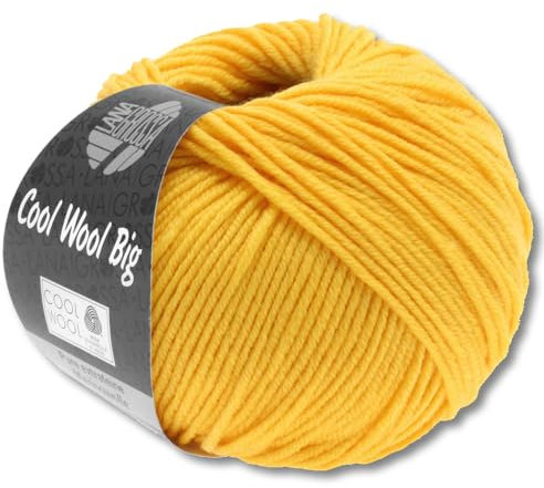 Frida's Wollhaus Lana Grossa 50g Cool Wool Big Merinowolle Wolle Garn Häkeln Stricken 24 Farben (958 | Gelb)
