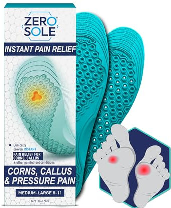 ZeroSole Customisable Orthotic Insoles for Targeted Foot Pain Relief | UK Podiatrist-Designed, Hex-Cell Technology for Corns, Calluses, Metatarsalgia & Plantar Fasciitis (Small - Medium 4-7)