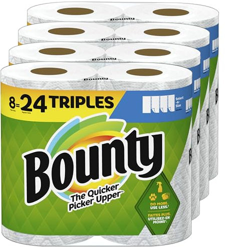 Bounty Select-A-Size Papierhandtücher, Weiß, 8 Dreifachrollen = 24 normale Rollen