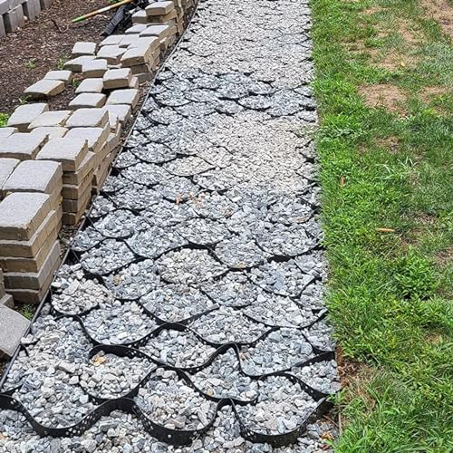 Kiesgitter Kiesmatten Bodenwabe Bürgersteig Geo-Raster 5 10 Cm Dick, Flexibles Zusammenklappen Wabe Bodengitter Erde Sand-Kies-Stabilisator, Gitter Für Das Fundament Der Einfahrt ( Color : 2in High ,