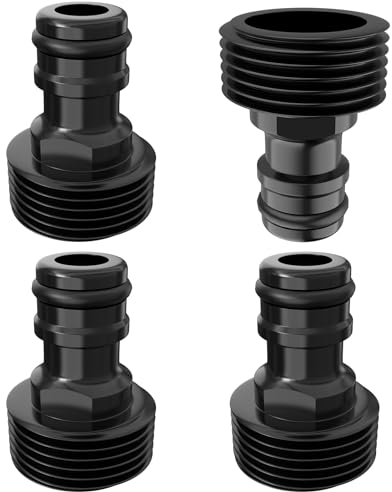 Yvyan Thread Accessory Lot de 4 adaptateurs de tuyau rapide, interface externe filetée externe, accessoires de connecteur dédiés pour pistolet à eau de lavage de voiture (raccord de robinet G 3/4)