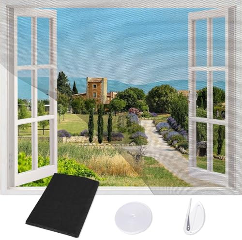 REDTRON Confezione da 1 Zanzariera per Finestra, Zanzariera Regolabile a Piacere, Zanzariera Finestra Zanzariera per Finestra Adesiva per Attacca & Stacca (1.5 m x 1.8 m, Nero)