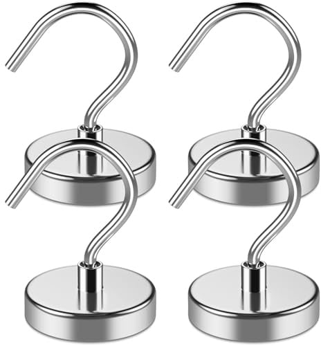 Grtard Magnethaken Extra Stark, 6er Pack, Magnetische Haken mit Neodym Magnet 110 lb / 50 kg, Magnet Haken für Werkstatt & Spind Organizer, Wohnwagen, Camping & Kreuzfahrt