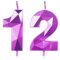 Purple 12th Birthday Candles for Cake, Number 12 Candle for 12th Birthday Decorations, 3D Design Cake Topper Decor for Boy Girl Women Men Birthday Theme Party Weddings Anniversary Celebration Supplies