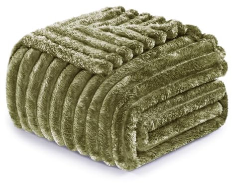 Exclusivo Mezcla Kuscheldecke Flauschig Fleecedecke Flanell Decke, Leichte und Warme Sofadecke Couchdecke für Ganzjahreszeit, 130 x 150 cm Olivgrün