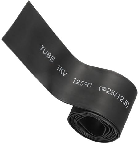 Unifizz Guaina termorestringente 25 mm diametro 41 mm larghezza piatta rapporto 2:1 tubo termorestringente guaina cavo 1 m - nero