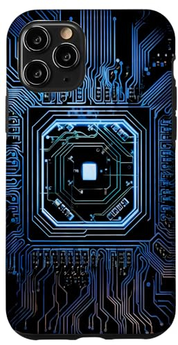 Carcasa para iPhone 11 Pro Placa base Microchip Circuito Negro IT Fondo de computadora