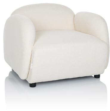 hjh LIVING Polstersessel mit Armlehnen VERDUNA Teddy-Stoff, Bequem gepolsterter Loungesessel Relaxsessel, für Wohnzimmer Schlafzimmer, Weiß