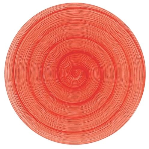 Generico Memento Table Set 6 piatti Piani 27.5 cm - in ceramica Made in Italy, dipinti a mano (Rosso, Piani)